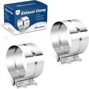 파이프 머플러 촉매 변환기용 50인치 배기 랩 클램프 스틸 2팩 조인트 밴드 304 스테인리스