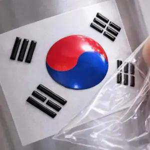 한국 태극기 사각형 스티커 세트 혼합 원형 국기 방수