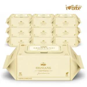 아이러브베베 시그니앙 더화이트 생분해 75g 77매 10팩 캡형 아기물티슈