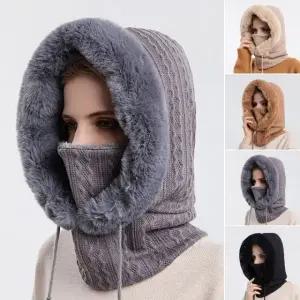 니트 바라클라바 방한 퍼 모자 후드워머