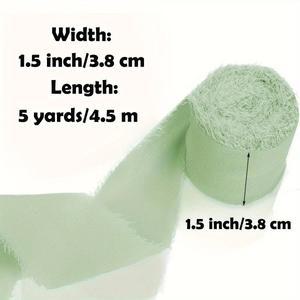 민트 그린 프린지 쉬폰 리본 부케 공예 청첩장 및 장식용 5 야드 닳은 폴리에스터