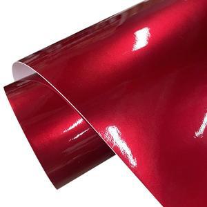 프리미엄 캔디 광택 금속 빨간색 비닐 포장 접착 필름 데칼 자동차 호일 (공기 방출 버블 포함)