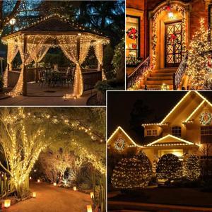 크리스마스 가랜드 태양광 야외 스트링 라이트 LED 8가지 모드 체인 정원 파티오 나무 테라스 장식