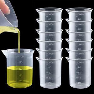 100ML 플라스틱 측정 컵 투명 스케일 주방 바 용품에 대한 핸들 액체 용기없이 주둥이 붓기