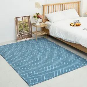 카페트 시어서커 러그 헤링본 블루 170x230 방수바디필로우