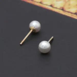 [하프클럽/]14K GOLD 기본 화이트 4mm 진주 골드 금 귀걸이