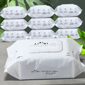 신생아 물티슈 두꺼운 캡형 100매 아기 물티슈 대용량 어린이 다용도 주방 청소 식탁