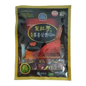 6년 고려 흑홍삼캔디 200g X 4 봉지 흑삼 홍삼 젤리 절편 캔디 인삼 정 고려 차 과자 간식
