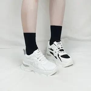 아체 메쉬 패턴 스탠딩 키높이 통굽 스니커즈 9cm