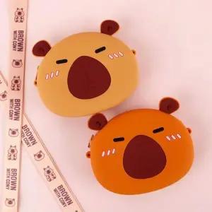 ( )행복한 카피바라 실리콘 가방 귀여운 미니 파우치 랜덤