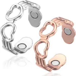 여성용 바이오매그 구리 링 99.99 순도 자성 림프 배액 엄지 자석 포함 상자 조절 가능한 보석 선물