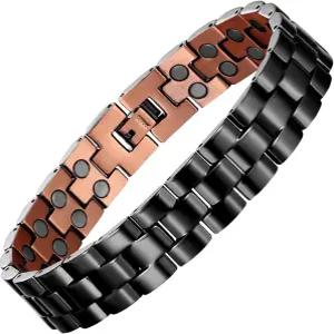 MagEnergy 남성용 구리 자석 팔찌 99.9 순도 이중 줄 강도 사이즈 조절 도구가 있는 주얼리