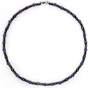 히온 마그네틱 목걸이 블랙 옵시디언 퍼플 자수정