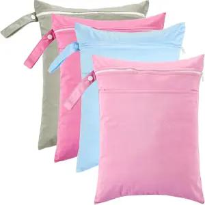 토요스포츠 4종 습식 가방 세트 더블 지퍼 방수 기저귀 11.8 x 15.7인치 손잡이가 달린 수영 재사용 가능한