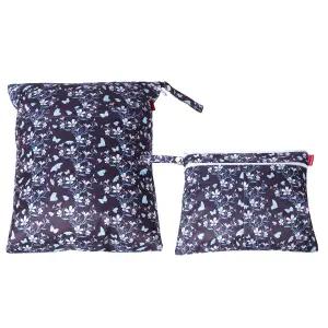 천 기저귀 수영복 옷을 위한 다메로 2Pcs 습식 드라이백 여행 운동 집 방 방수(나비와 꽃)에 이상적입니다