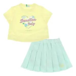 [갤러리아] 베네통키즈(26S)크롭TS플리츠스커트SET(QATS16631/QASK09631/YE)