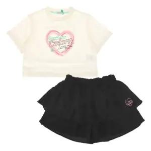 [갤러리아] 베네통키즈(26S)크롭TS티어드스커트팬츠SET(QATS17631/QASP02631/BK)