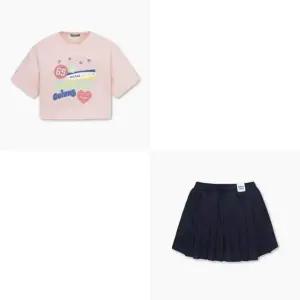 [갤러리아] 베네통키즈  크롭티셔츠플리츠치마레깅스 QATS09531/QALG05531/PN