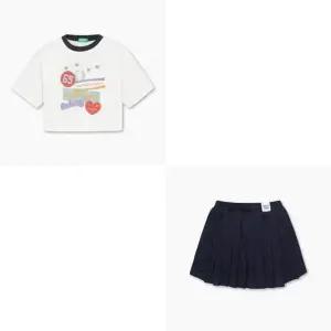 [갤러리아] 베네통키즈  크롭티셔츠플리츠치마레깅스 QATS09531/QALG05531/IN