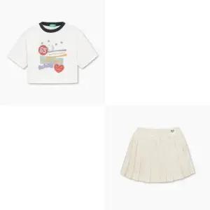 [갤러리아] 베네통키즈  크롭티셔츠플리츠치마레깅스 QATS09531/QALG05531/IC