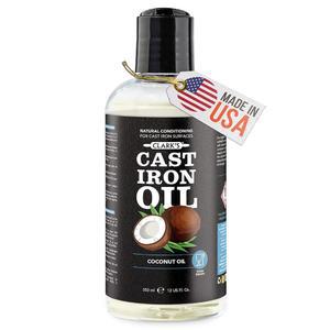 클락의 주철 조미료 오일(12온스) - 정제 코코넛 오일( ) 100% 식물성 - 미네랄 오일 없음 - 녹 방지 - 모든 주철 및 탄소 조리기구의 조미료 유지