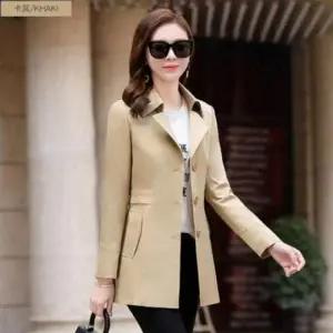 봄가을 미디 기장 여성용 트렌치 스타일 코트 자켓 여성 봄가을 미디 코트 기장