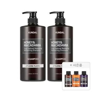 쿤달 네이처샴푸 일랑일랑 1058ml, 2개+증정(샴푸 화이트머스크 100ml+바디워시 화이트머스크 100ml+트리트먼트 화이트머스크 100ml 각 1개 (총 3개))