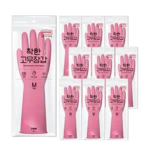[롯데이라이프]롯데 e-life 고무장갑 NEW 핑크 (중) 10개입