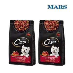 시저 강아지 건식사료 쇠고기 1kg 2개