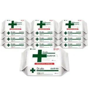 닥터아토 손소독티슈 20매 x10팩 휴대용 알콜티슈 세정제균