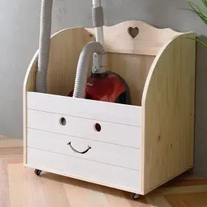 [제이큐]원목 이동형 다목적 청소기 수납함 대형 GD-014-2