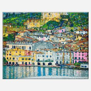 (물감 2배) 모모픽스페인팅 유화그리기 J24 클림트 가르다호숫가 말체시네  40x50 유화 그림 붓 세트