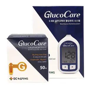 녹십자 글루코케어 혈당계+당뇨시험지100매+침100개+솜100 당뇨수치 검사지 체크지