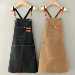 원피스형 방수 주방앞치마 데님 캔버스 바리스타 카페 어린이집 제빵 공방 앞치마 IY-AP150