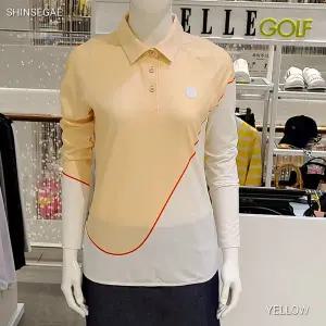 [엘르골프](김해점) (6J25283 120) 2023년 여성 봄 컬러배색 폴로 티셔츠