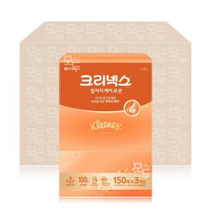 크리넥스 알러지케어 로션 3겹 각티슈 (150매x3입)x6팩 /미용티슈
