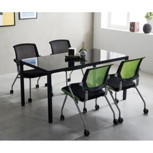 [자르파라]DIY 사무실 강화유리 슬림 테이블 의자 4인 set 1200 책상 회의실 오피스 대형