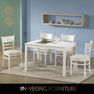 루나 원목 4인식탁세트-화이트-