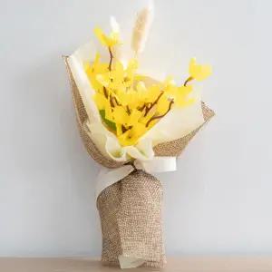 개나리 성묘 꽃다발 조화 미니 22cm 납골당 산소 추모 장식 수목장