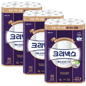 크리넥스 데코소프트 수딩플러스 3겹 25m 24+6롤 x3개