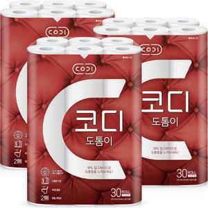 코디 도톰이 3겹 화장지 30m 30롤 3팩 (90롤)