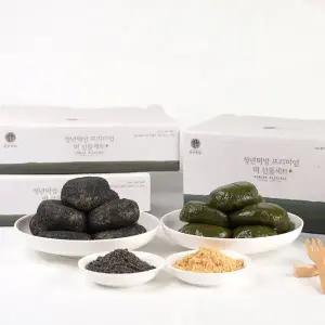 [전라도 청년] 당일생산 쫀득한 쑥+흑임자인절미 2kg(20개) 선물세트 (콩고물+흑임자가루 증정)