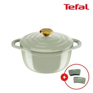 테팔 인덕션 세라믹 에어 주물냄비 페어그린 20cm(+실리콘손잡이)