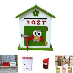 부엉이 우편함 그린/인테리어/장식품/장식/소품/벽걸이/우체통/미니/건의함/소리함/소통함