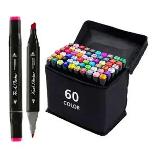 디자인마카 미술용 트윈마카펜 세트 천케이스 60색 /일러스트 양면