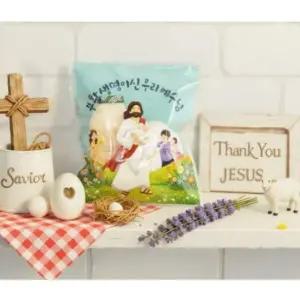 JNC 부활절 2구 접착식비닐 30매 민트-부활생명이신 우리 예수님 부활절 계란포장