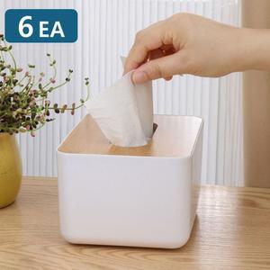 업소용 냅킨 케이스 냅킨통 티슈케이스 대나무뚜껑 11.5x8.5cm 6개세트