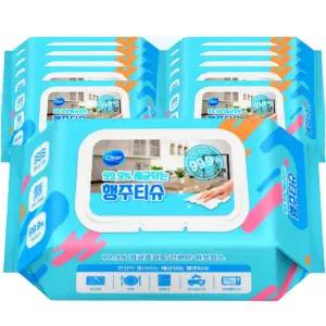 클리어 세균닦는 행주티슈 70매 x 10팩 고평량 63gsm 뽑아쓰는 항균 행주