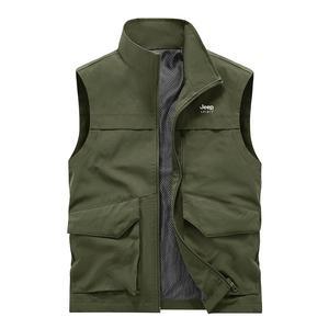 JEEP 봄 여름 남성용 얇은 여러 포켓 조끼 대형 사이즈 야외 레저 스포츠 조끼