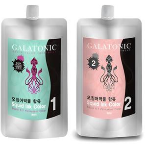 갈라토닉 스퀴드 잉크 칼라 1제 500ml + 2제 500ml 염색제 2N검정색 1개